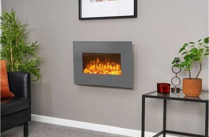 Sureflame WM-9541 Electric Wall Mounted Fire with Remote in Grey, 26 Inch