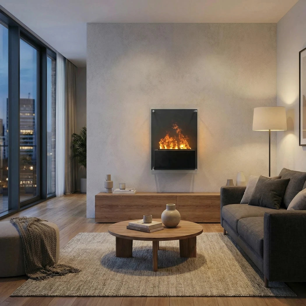 Yosemite Wall-Mounted Water Vapour Fireplace - Black