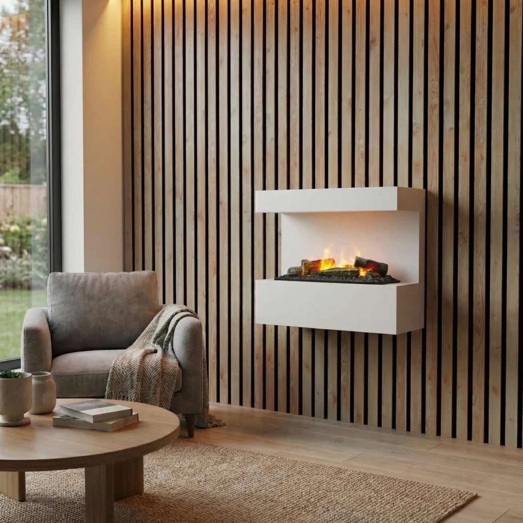Steinsdal Wall-Mounted Water Vapour Fireplace - White
