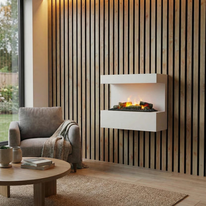 Steinsdal Wall-Mounted Water Vapour Fireplace - White