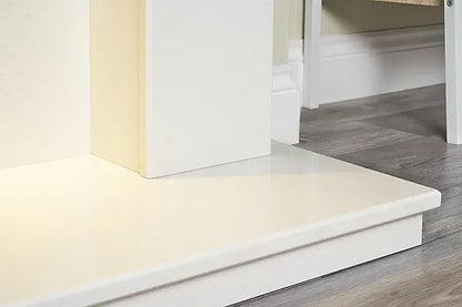 Adam Avila White Marble Fireplace with Alta Electric Inset Stove in Black,