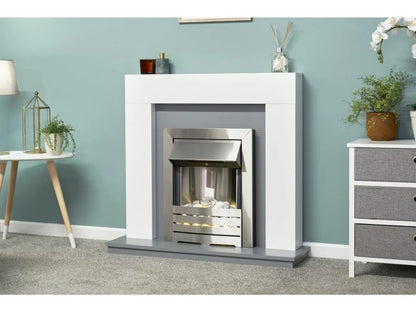 Adam Helios Electric Fire in Brushed Steel