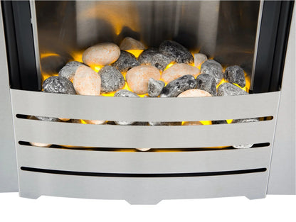 Adam Helios Electric Fire in Brushed Steel