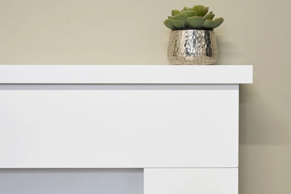 Adam Lomond Fireplace in Pure White with Colorado Electric Fire in Brushed Steel, 39 Inch
