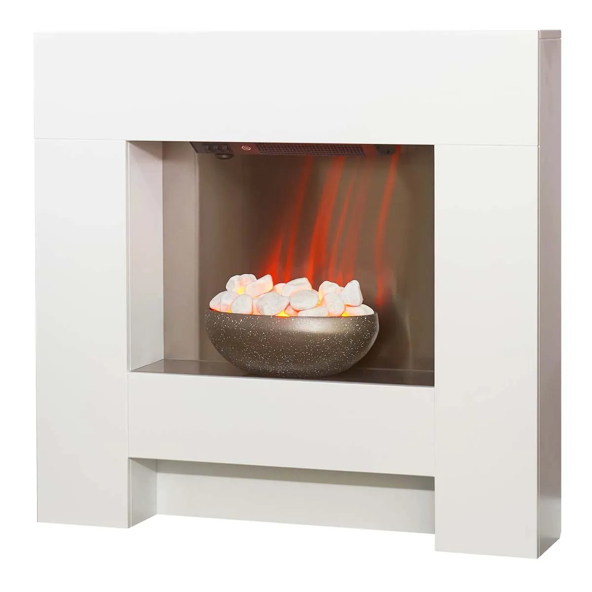 Adam Cubist Electric Fireplace Suite in White, 36 Inch