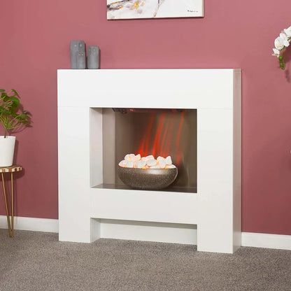 Adam Cubist Electric Fireplace Suite in White, 36 Inch