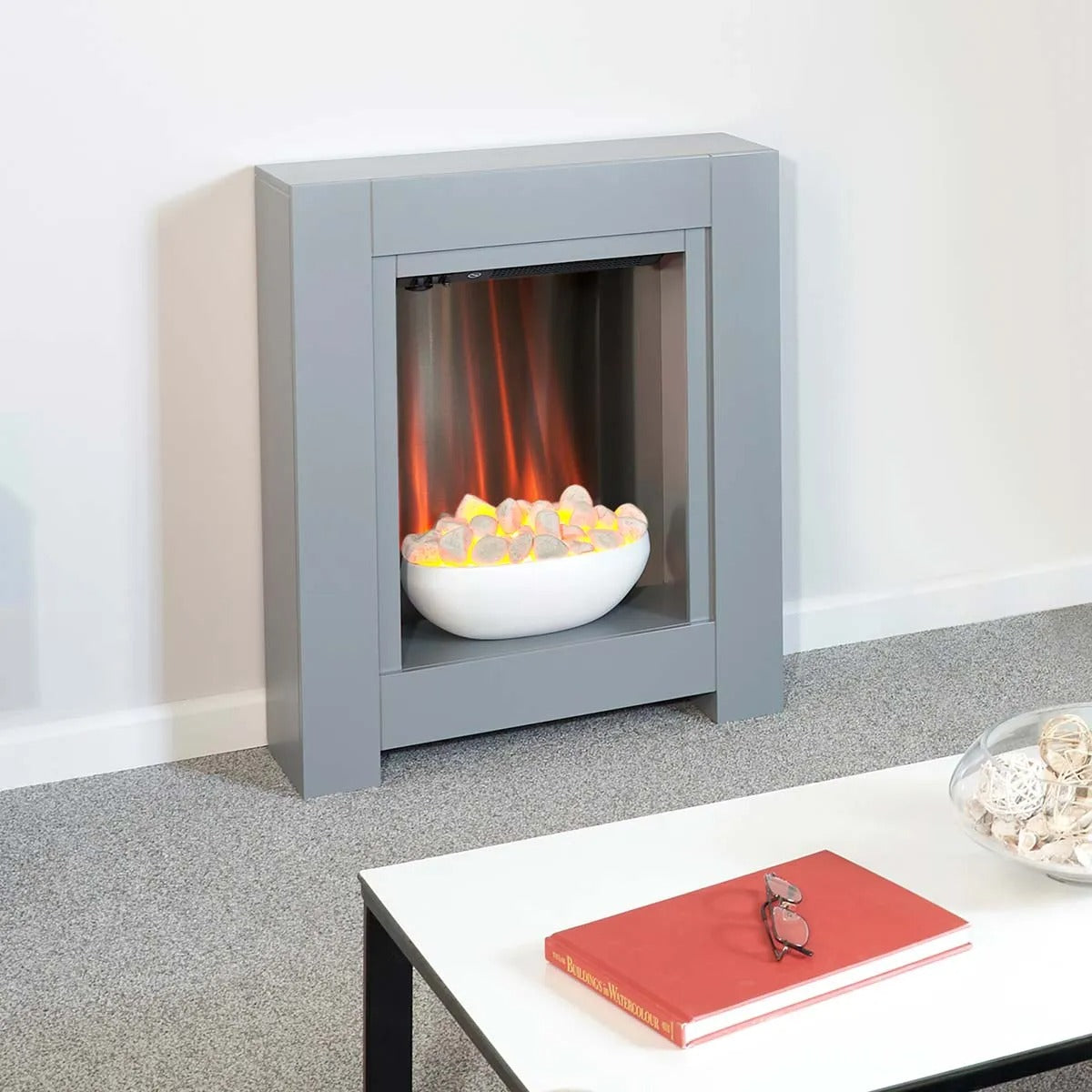 Adam Monet Fireplace Suite in Grey with Electric Fire, 23 Inch