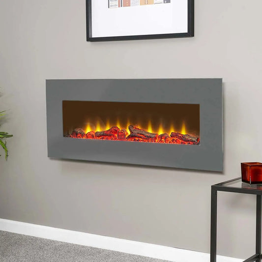 Sureflame WM-9505 Electric Wall Mounted Fire with Remote in Grey, 42 Inch