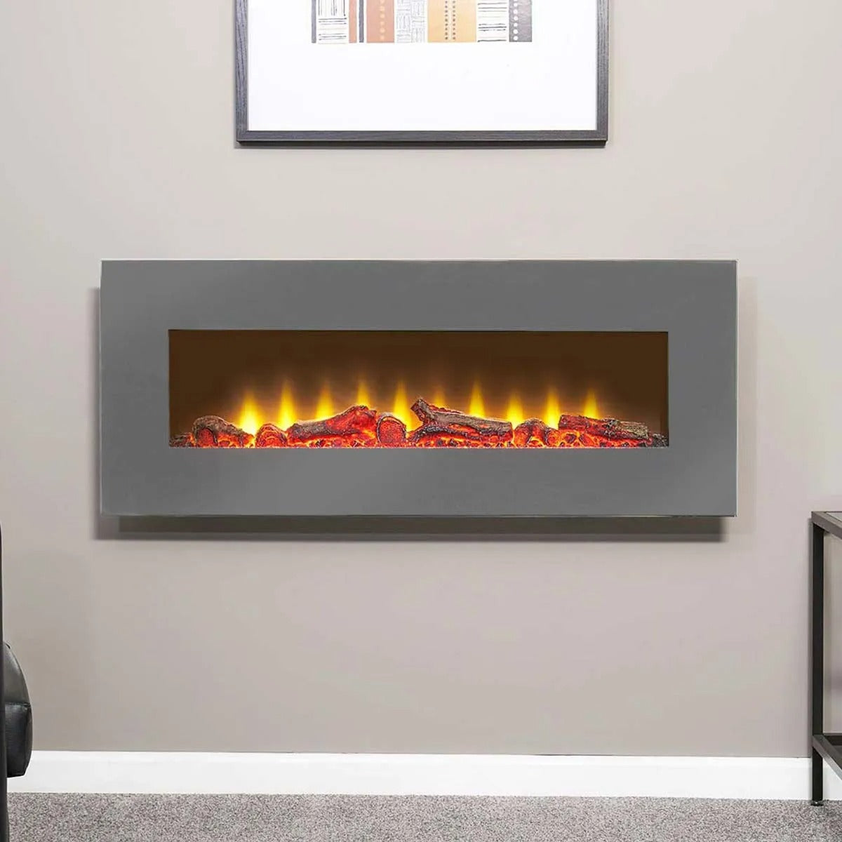 Sureflame WM-9505 Electric Wall Mounted Fire with Remote in Grey, 42 Inch