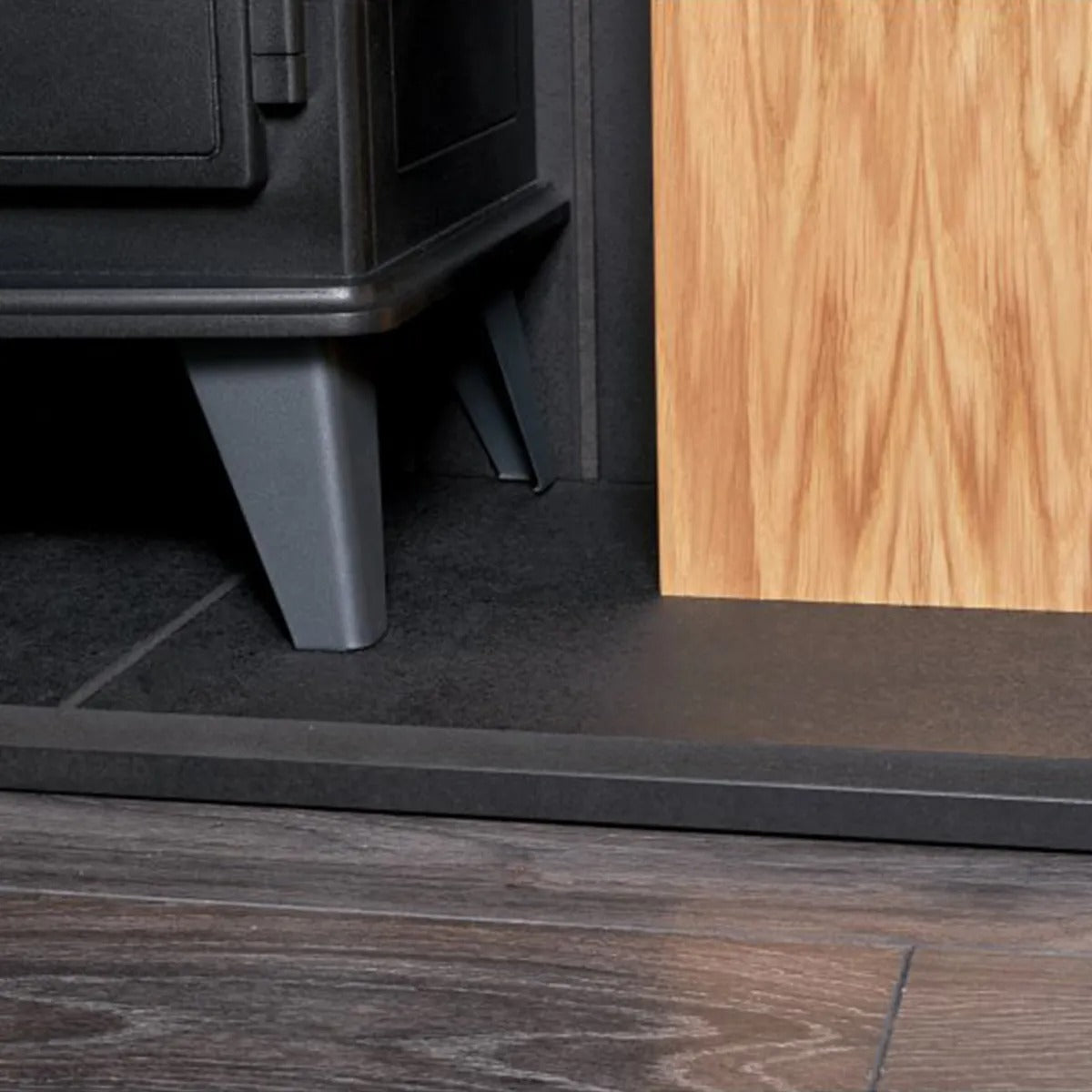 Adam New England Stove Fireplace in Oak & Black with Woodhouse Electric Stove in Black, 48 Inch