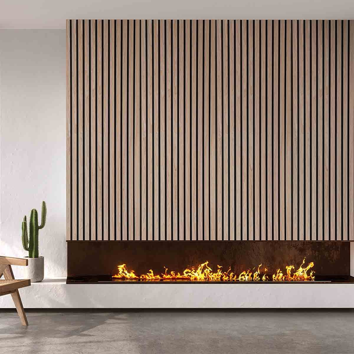 Fuse Acoustic Wooden Slatted Wall Panel in Walnut Effect, 2.4m x 0.6m