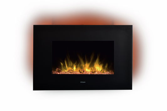 Dimplex Toluca Deluxe Optiflame Electric Wall Fire, Black Wall Mounting Fire with 4 Colour Themes, Mood Lighting, Bluetooth Speaker