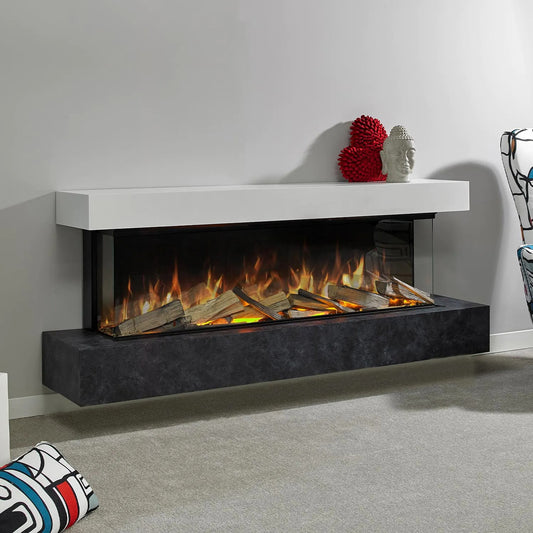 Aura Fire Clifton 1000 WM Suite - TUNGSTEN & WHITE - Electric Fire