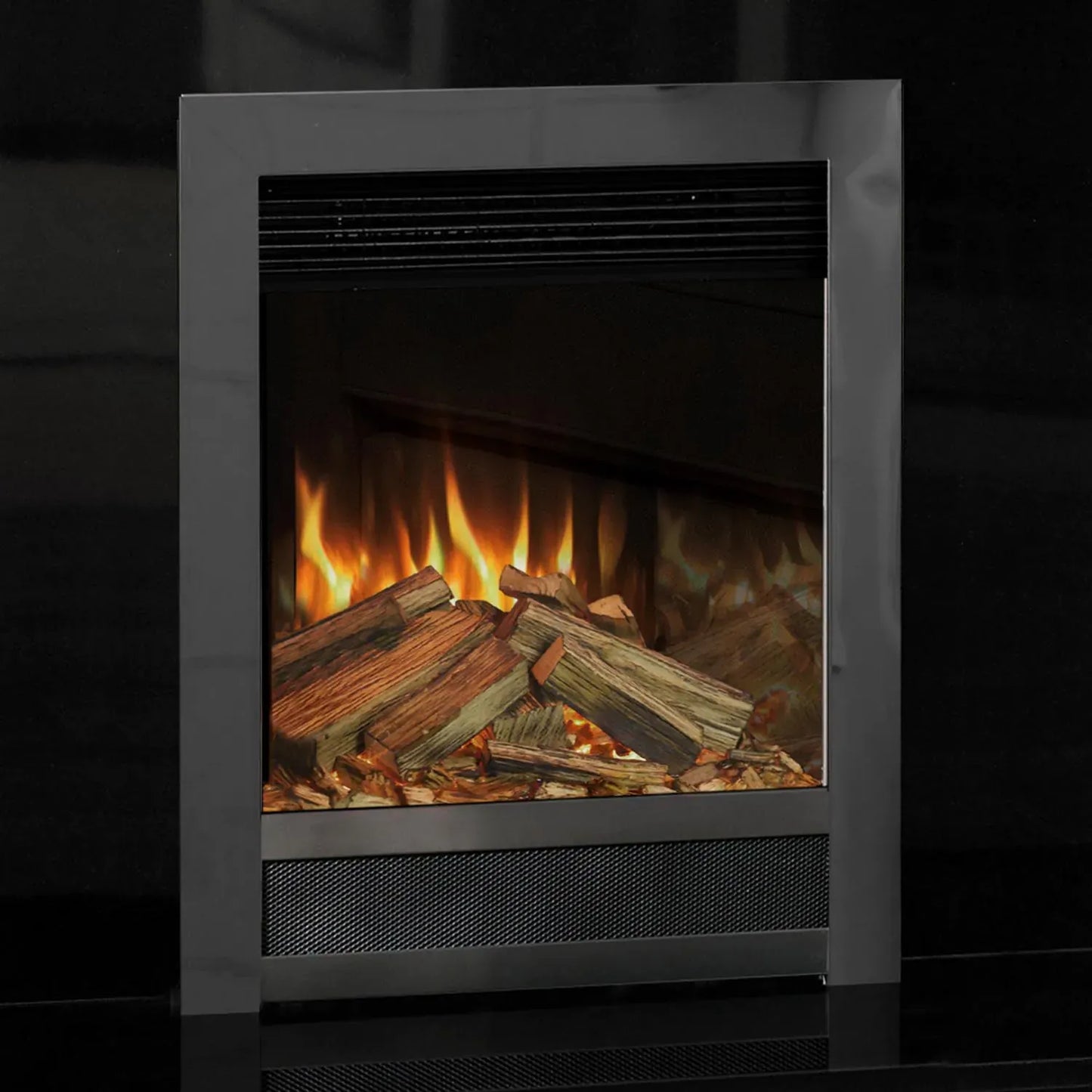 Aura Fires Stanford C1, Full Dept - SATIN CHROME- Electric Fire