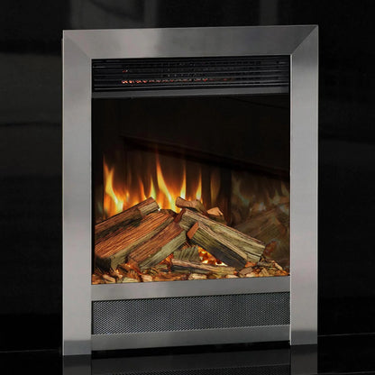 Aura Fires Stanford C1, Full Dept - SATIN CHROME- Electric Fire