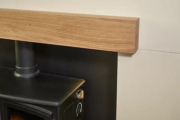Acantha Pre-Built Stove Media Wall 2 with TV Recess &amp; Woodhouse Electric Stove in Black