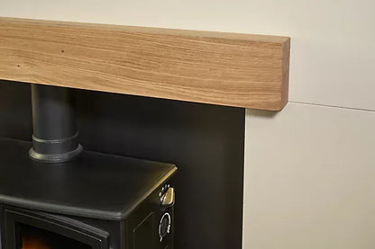 Acantha Pre-Built Stove Media Wall 2 with TV Recess &amp; Woodhouse Electric Stove in Black