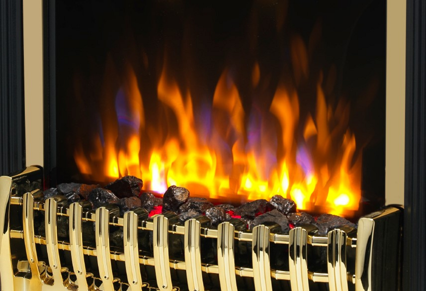 Dimplex Kingsley Deluxe Brass Freestanding Electric Fire with Optiflame Effect