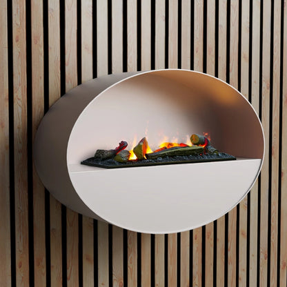 Kjos Wall-Mounted Water Vapour Fireplace - White