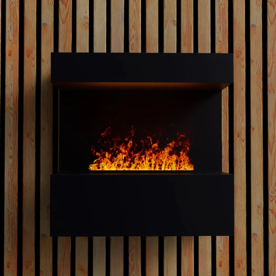 Late Wall-Mounted Water Vapour Fireplace - Black