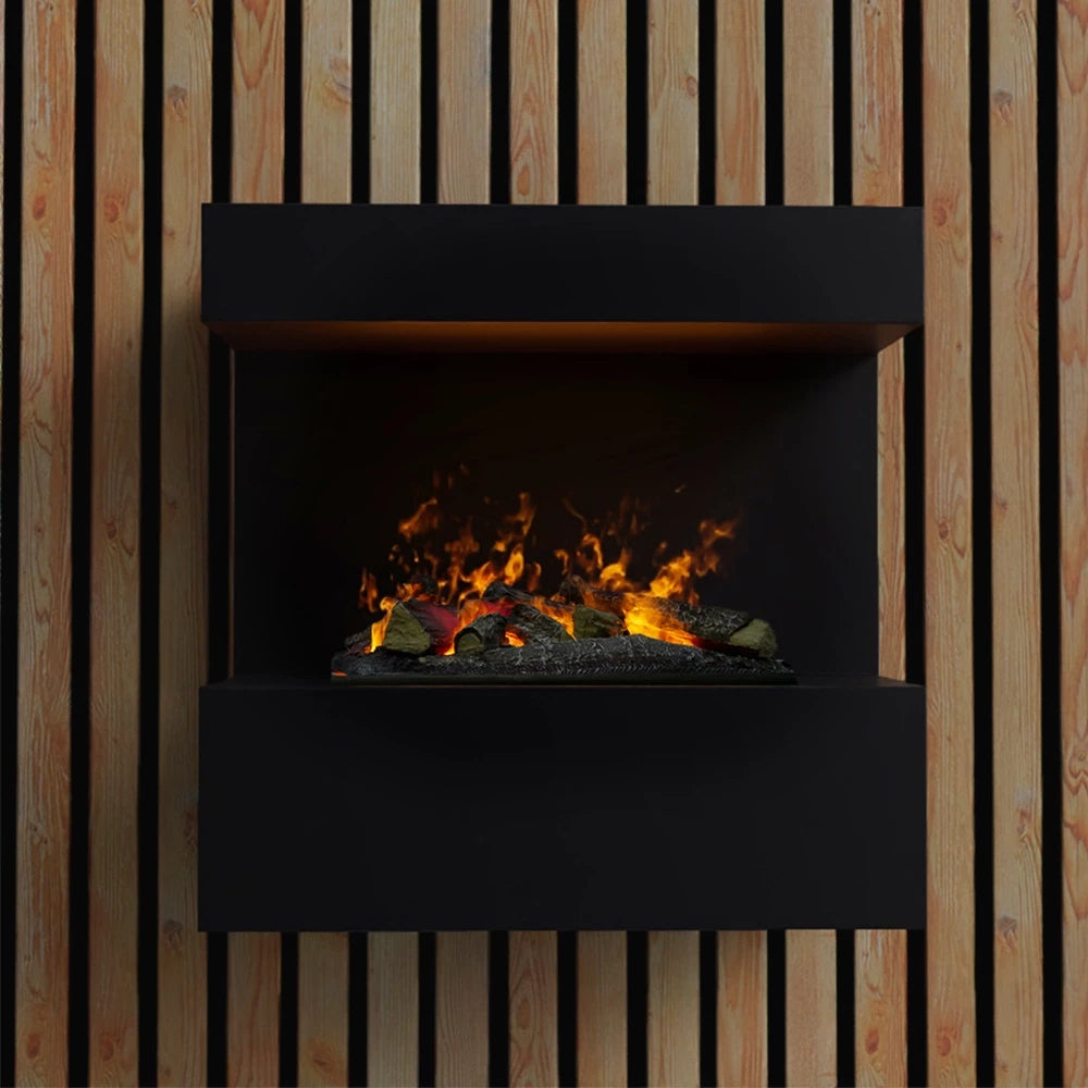 Late Wall-Mounted Water Vapour Fireplace - Black