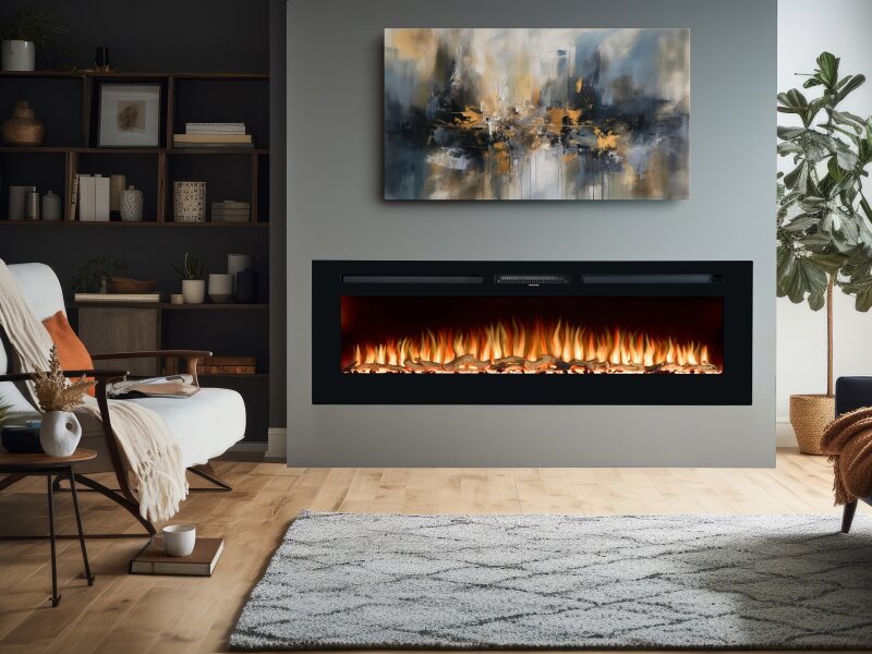 Adam Orlando 60" Wall Mounted &amp; Inset Electric Fire