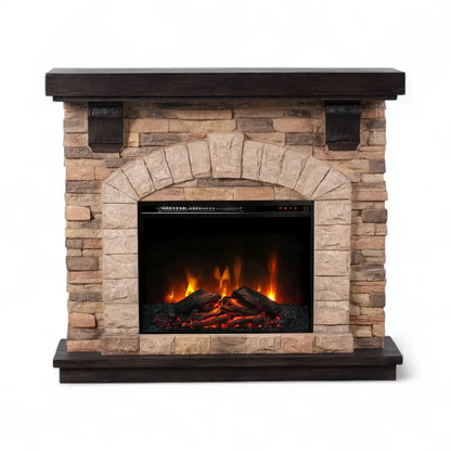 Eira Electric Fireplace – Freestanding Mantel in Classic Stone Design