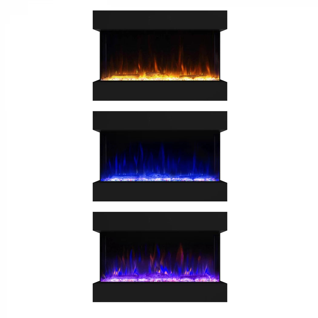 Feroza Wall-Mounted Electric Fireplace - Black - 101 cm