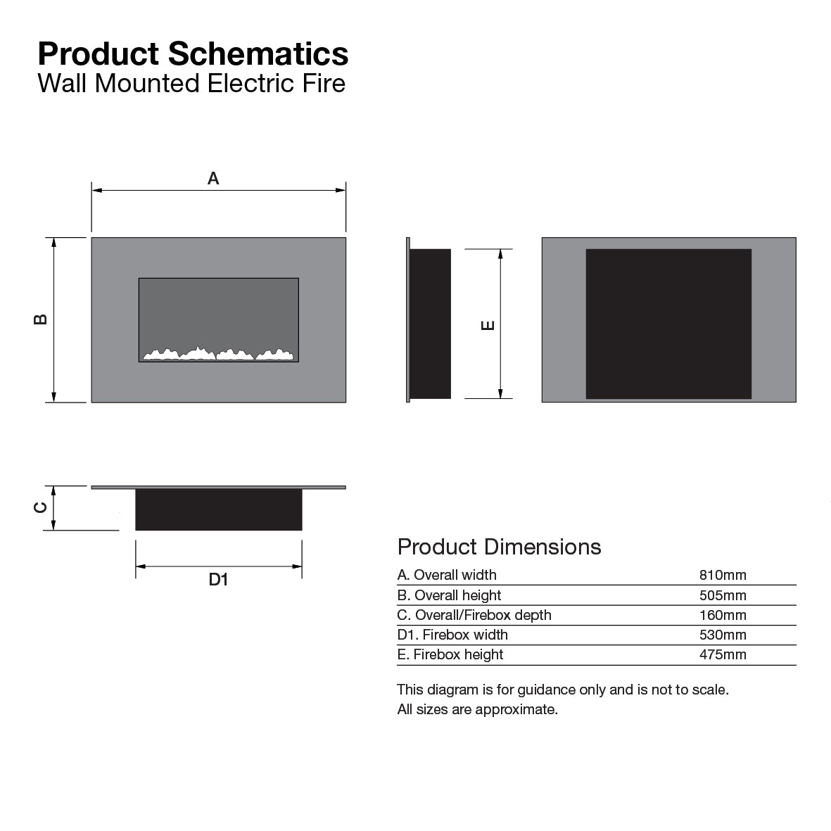 Eko Fires 1110 Black Glass Electric Fire