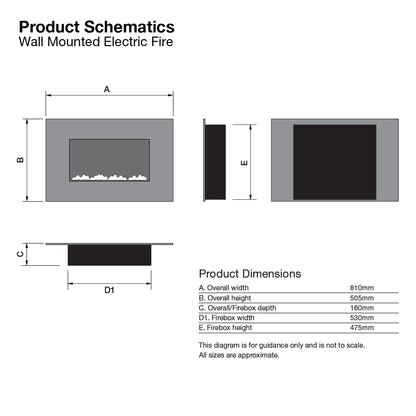 Eko Fires 1110 Black Glass Electric Fire