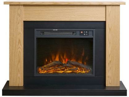Sureflame Banbury 43 Inch Electric Fireplace Suite - Oak Mantel with Black Electric Fire